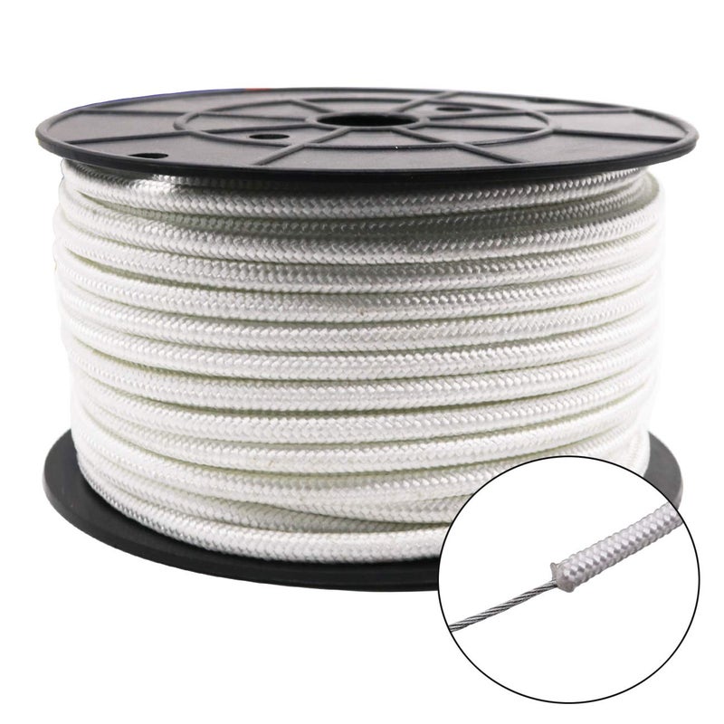Amgate Wire Center Flagpole Rope 1/4" x 100 feet - Braided Polyester Line with Steel Center Marine Grade Flag Pole Halyard Rope - Image 2